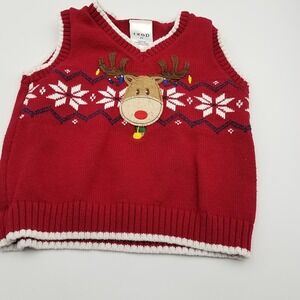 Izod Reindeer Christmas Sweater Vest Boys Size 2T Baby Toddler Knit Applique